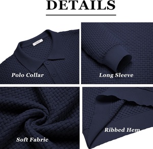 Polo de hombre de poliéster de manga larga profesional de alta calidad personalizado al por mayor - Product Image 2