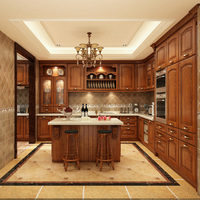Solution d'ameublement de cuisine de l'usine de Foshan : Ensemble complet de meubles de cuisine en bois massif, armoires de cuisine modulaires de luxe