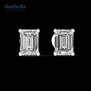 Hop Vente Bijoux en argent sterling 925 plaqué or blanc taille émeraude pour femmes Bijoux classiques - Product Image 1