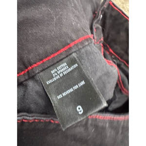 Pantalon cargo évasé à bretelles pour femme, noir et rouge, couture contrastée, style gothique punk, vente chaude - Product Image 3