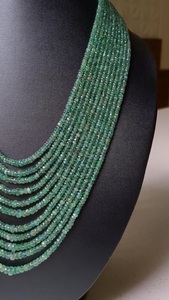 Aaa + Chất Lượng Bạch Kim Mạ Tốt Đính Cườm Lariat Vòng Cổ Tự Nhiên Ngọc Lục Bảo Đá Quý Mặt Rondelle Hạt Quý Zambia - Product Image 5