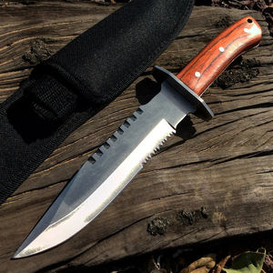 Handmade Full Tang Stainless Steel Blade Wood Handle Hunting Knife with <b>Leather</b> Sheath - Product Image 2