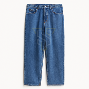 Plus Size Cotton/Polyester Men's Baggy <b>Jeans</b> Customized Logo Straight Pattern Mid <b>Waist</b> Light Breathable Outdoor Workout Casual - Product Image 1