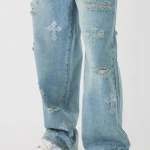 Pantalones vaqueros clásicos de mezclilla para hombre, corte ajustado, rectos, ajustados, rotos, desgastados, informales, a la moda, duraderos, de alta calidad, al por mayor - Product Image 2