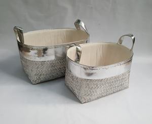 Juego de cestas de bambú natural de plata para el almacenamiento del hogar y la cocina 100% material de bambú con la mejor calidad hecho en Vietnam - Product Image 5