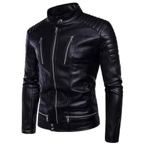 Venta al por mayor EE. UU. Tamaño Hombre Chaqueta de cuero más terciopelo Abrigo de invierno Chaquetas Motocicleta Pu Faux - Product Image 3