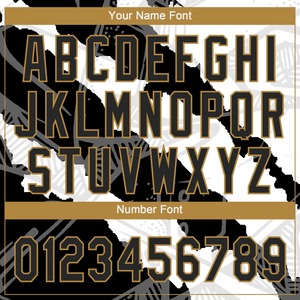 Motif Graffiti Sublimé Entièrement Personnalisé Noir-Vieux Or 3D Deux Boutons Unisexe Anti-Bactérien Col Ras Du Cou Softball Jersey en Vente - Product Image 6