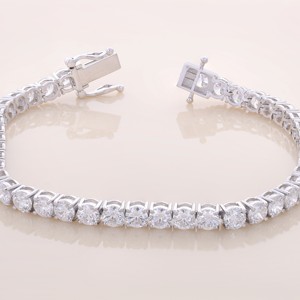 IGI Certified Lab Grown Round Solitaire Diamond Tennis <b>Bracelet</b> in <b>Solid</b> 925 Sterling <b>Silver</b> - Product Image 2