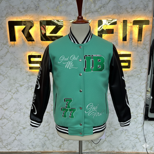 Veste pour homme en laine et soie brodée personnalisée à imprimé fin avec fermeture à bouton recouvert vestes de versity vestes Lettermen - Product Image 6