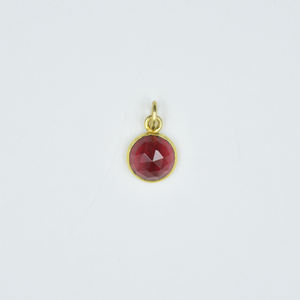 925 Pure Silver Custom Plated Jewelry <b>Red</b> Garnet Pendant Shaped Bezel Setting Non-Fading Gold Finish - Product Image 1