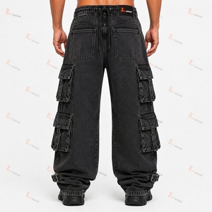 Pantalones Cargo de Mezclilla para Hombre, Fabricante, Venta al Por Mayor, Personalizados, con Múltiples Bolsillos, Ropa de Trabajo, Corte Holgado, Estilo Urbano - Product Image 3
