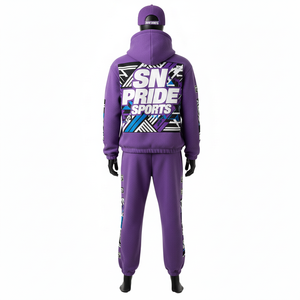 Wholesale Custom Casual Hooded 100% Cotton Fitness Joggers 2 Piece Sets <b>Hoodies</b> Sweat Suits Training Breathable Tracksuit - Product Image 2