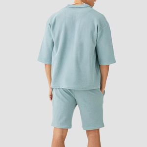 Nouveauté, logo personnalisé, shorts en coton 320 g/m², délavés au soleil, lavage à l'acide, double taille, cordon de serrage, shorts surdimensionnés vintage pour hommes - Product Image 3