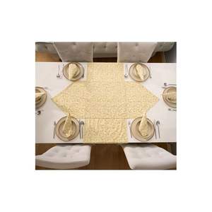 Ensemble de table à manger élégant jaune contemporain pour la maison, 5 pièces, avec 4 sets de table et 1 chemin de table triangulaire décoratif - Product Image 3