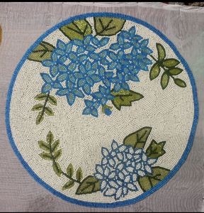 Luxury Handmade Round Peacock <b>Beaded</b> <b>Placemats</b> Royal Bird Design Sequin Table Mats for Wedding Home Decoration - Product Image 6