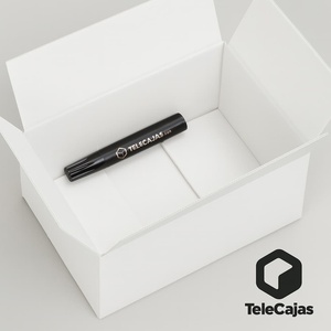 Sturdy Small Postal Cardboard <b>Box</b> with Flaps for Shipping 228x160x102mm <b>WHITE</b> Interior Embossed Printing - Product Image 2