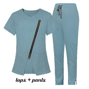 Uniformes de enfermera de moda lavables elásticos de algodón a la moda para mujeres y hombres conjuntos de quirófano para Hospital - Product Image 6