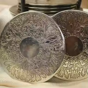 Posavasos de metal de latón de acero inoxidable de alta calidad con logotipo personalizado de lujo moderno por decor IMPEX - Product Image 2