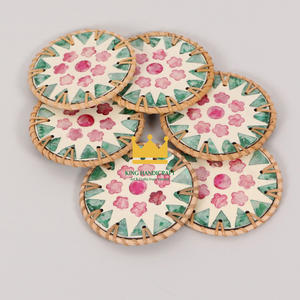 Offre Spéciale 2025 Écologique Multicolore Tissé En Osier Artisanat Rond Rotin Mosaïque Tapis De Table et Sous-verres De Tasse Du Vietnam - Product Image 2