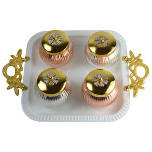 โถแบบทันสมัยกล่องเก็บขนมโลหะและไม้คอมโบสำหรับผลไม้แห้งที่ให้บริการกล่องเก็บลูกกวาด - Product Image 3