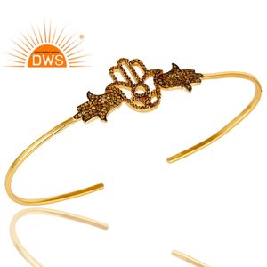 Best Selling 925 Sterling <b>Silver</b> 18K Gold Plated Natural Citrine Gemstone Hamsa Design <b>Bracelet</b> Demi Fine Jewelry For Women - Product Image 2