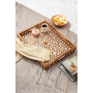 Plateau de service en bois artisanal de luxe avec un design et une finition élégants pour le thé, le café et les collations, destiné à l'exportation - Product Image 4