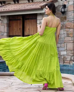 Vestido largo informal de verano para mujer, nuevo estilo, sin espalda, verde, hasta el suelo, playa, Natural, Sexy, cuello en V, vacaciones, Maxi para mujer - Product Image 3