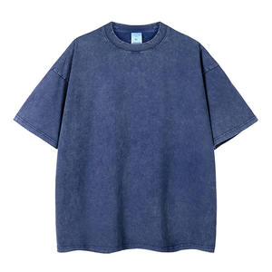 เสื้อยืดผ้าฝ้าย100% ซักแบบวินเทจสำหรับผู้ชายเสื้อยืดโอเวอร์ไซส์เปิดไหล่ใส่สบายคอกลมป้ายแท็กได้ตามต้องการ - Product Image 3