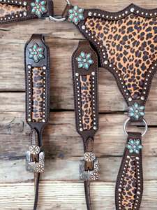Ensemble de bride et de collier de poitrail en cuir à imprimé guépard, best-seller, par Direct Factory OEM Service, bienvenue au meilleur prix - Product Image 3