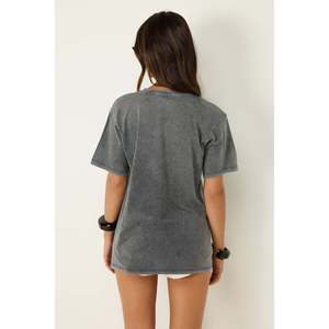 T-shirt décontracté sans manches à col rond, coupe ample, 100% polyester, effet délavé, taille oversize - Product Image 4