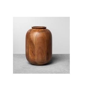 Vase à fleurs en bois fabriqué à la main taille personnalisée forme ronde meilleur fabricant de pot de fleur en bois massif de l'Inde hautement poli - Product Image 4
