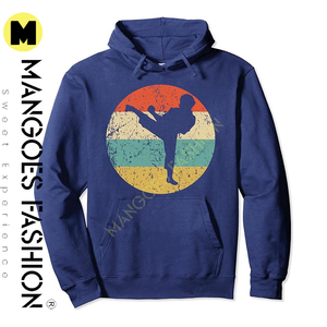 Classic Retro Pullover Hoodie para maternidad Twill-Taped Neck Taekwondo Karate Kick Silhouette Design Classic Fit - Product Image 2