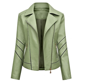 Chaquetas de cuero Abrigos de mujer Chaquetas de cuero de mujer sólida Ropa de calle de moda - Product Image 1