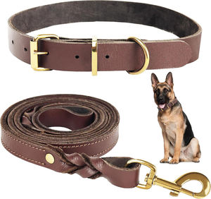 Collares de cuero marrón hechos a mano para perros, ajustables, duraderos, cómodos, con hebilla de metal, tamaños para perros pequeños y grandes - Product Image 1
