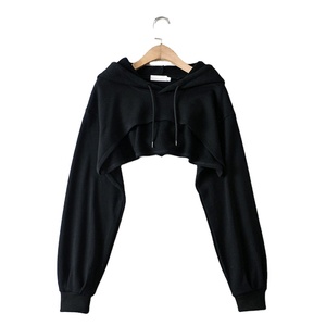 Breathable Polyester Cotton Fleece Long Sleeve Hooded Women Sweatshirt Custom Solid Pullover <b>Crop</b> <b>Top</b> Hoodie - Product Image 1