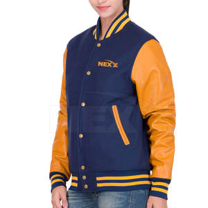 High Quality Women's Letterman Jacket for Winter Breathable Design with <b>Covered</b> <b>Button</b> Plain Dyed and Finished Processing - Product Image 3