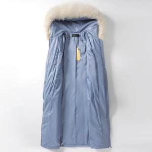 Manteau mi-long en peau de mouton à capuche pour femmes col en fourrure de renard 90% canard blanc haute qualité imperméable en cuir véritable manteaux pour femmes - Product Image 5