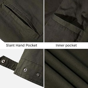 Veste en toile et cuir légère décontractée pour homme, col montant, fermeture éclair, imperméable, coupe-vent, durable, respirante - Product Image 6