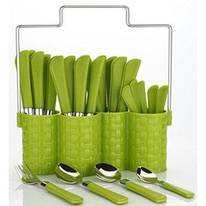 Ensemble de 24 pièces de couteau fourchette cuillère à couverts en matériau personnalisé écologique suspendu avec support en métal à bas prix - Product Image 3
