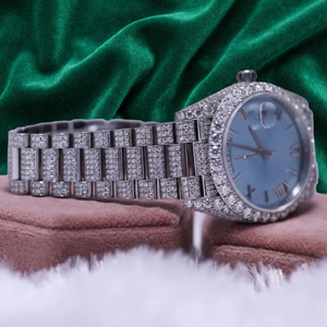 Luxury Iced Out Moissanite <b>Watch</b> <b>Men</b> <b>Blue</b> Dial Automatic Mechanical Roman Numeral VVS Diamond Hip Hop Wristwatch - Product Image 2