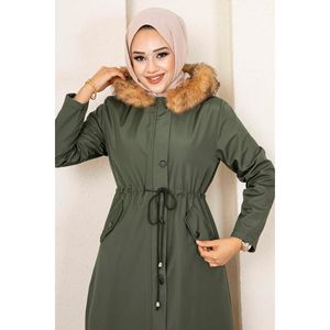 Tunnel Belted Hijab Coat Caqui - Product Image 4