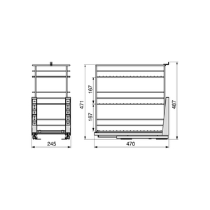 Emuca Titane 300 mm carrello estraibile in acciaio grigio antracite con portaoggetti con chiusura morbida - Product Image 5