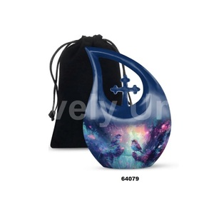 Venta caliente de aluminio negro lágrima gota gorrión cremación urna para adultos para cenizas humanas recuerdo urna cruzada con bolsa de terciopelo gratis - Product Image 6