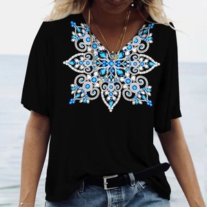 Luxury <b>Retro</b> Pattern Women's T-Shirt Exquisite 3D Printed Summer Loose Top With Short Sleeves and O-Neck Streetwear - Product Image 4