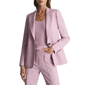 Blazer in Lana Rosa Reiss Aura con Risvolto a Punta e Decorazione Ricamata, Doppiopetto, Tinta Unita, Taglia 10 - Product Image 1