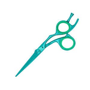 กรรไกรตัดผมคุณภาพระดับพรีเมียมโลหะเหล็กสีที่กําหนดเองเคลือบกรรไกรความงามใบมีดตรงพร้อมที่วางนิ้ว - Product Image 3