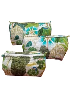 Estuche de Almacenamiento de Maquillaje Grande, Impermeable, Duradero y Ecológico, con Cierre de Cremallera, Estampado a Mano en Algodón Indio Vintage - Product Image 4