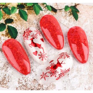 Autocollants pour ongles de Noël 3D rouges, décorations festives pour ongles, autocollants pour ongles de style français brillant et fin, accessoires gratuits, résine adhésive - Product Image 2