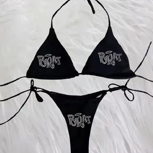 เซ็ตบิกินี่แบบสายสองชิ้นเซ็กซี่2023ชุดว่ายน้ำบิกินี่เอวสูงสั่งติดป้ายโลโก้โลหะ - Product Image 1