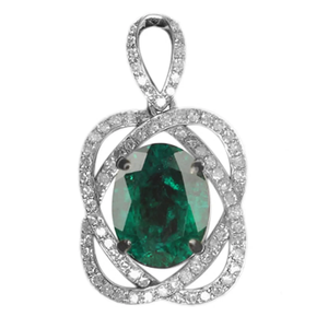 AAA+ Quality 2.65Ct Oval Shape Natural Green <b>Emerald</b> Women's <b>Pendant</b> In 925 Sterling Silver Cus-Jew135 - Product Image 1